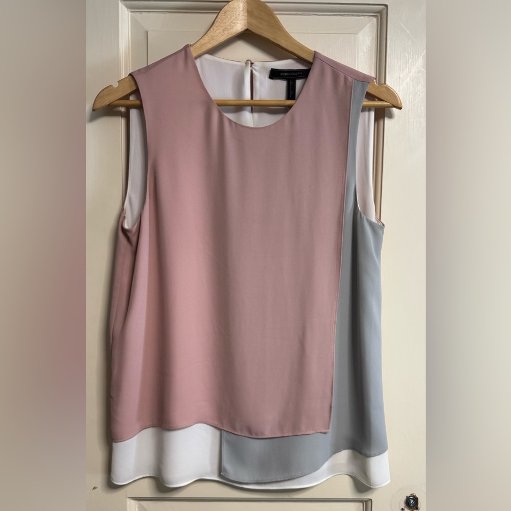 BCBGMaxAzria Pink and Blue Colorblock Top